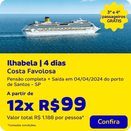 Costa Favolosa no Ilhabela | 4 dias 