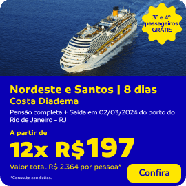 Costa Diadema no Nordeste e Santos | 8 dias
