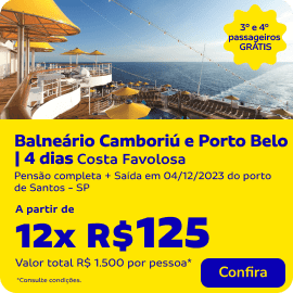 Costa Favolosa no Balneário Camboriú e Porto Belo | 4 dias