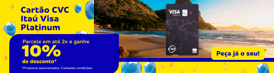 Cartão CVC Itaú Visa Patinum com descontos arrasadores*