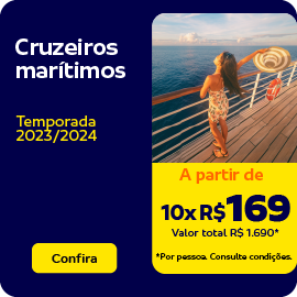 Cruzeiros Marítimos a partir de 10x R$ 169*