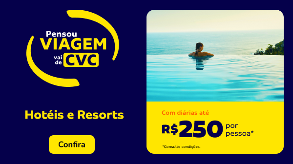 Hotéis e Resorts incríveis com diárias a partir de R$250**
