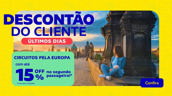 Circuitos pela Europa com até 15%OFF no segundo passageiro! 