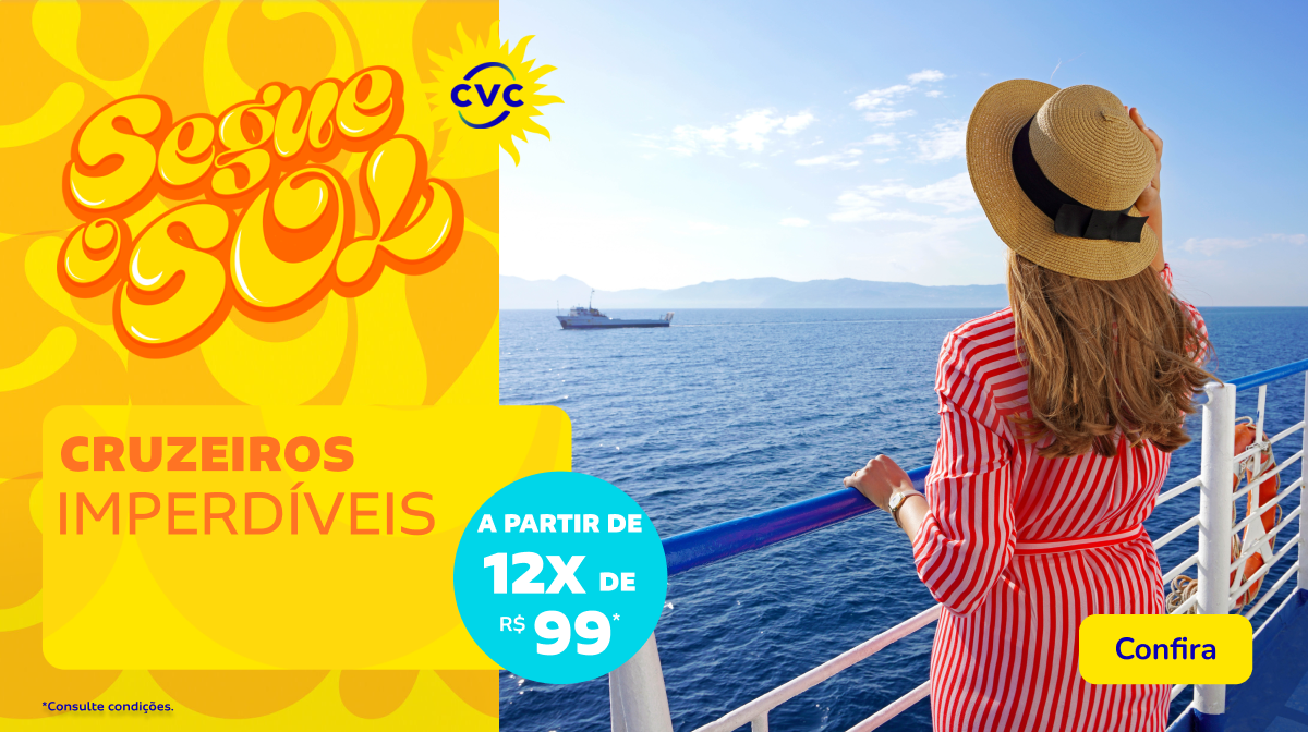 CRUZEIROS IMPERDÍVEIS A PARTIR DE 12X R$99