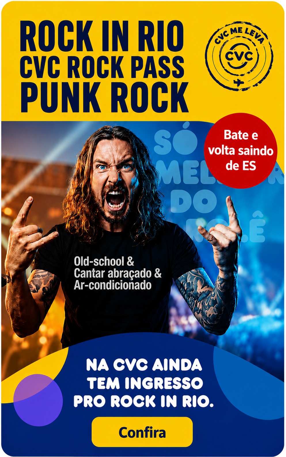 Punk Rock (Bate e Volta): Ingresso 1 Dia + Transporte para Cidade do Rock Saída ES