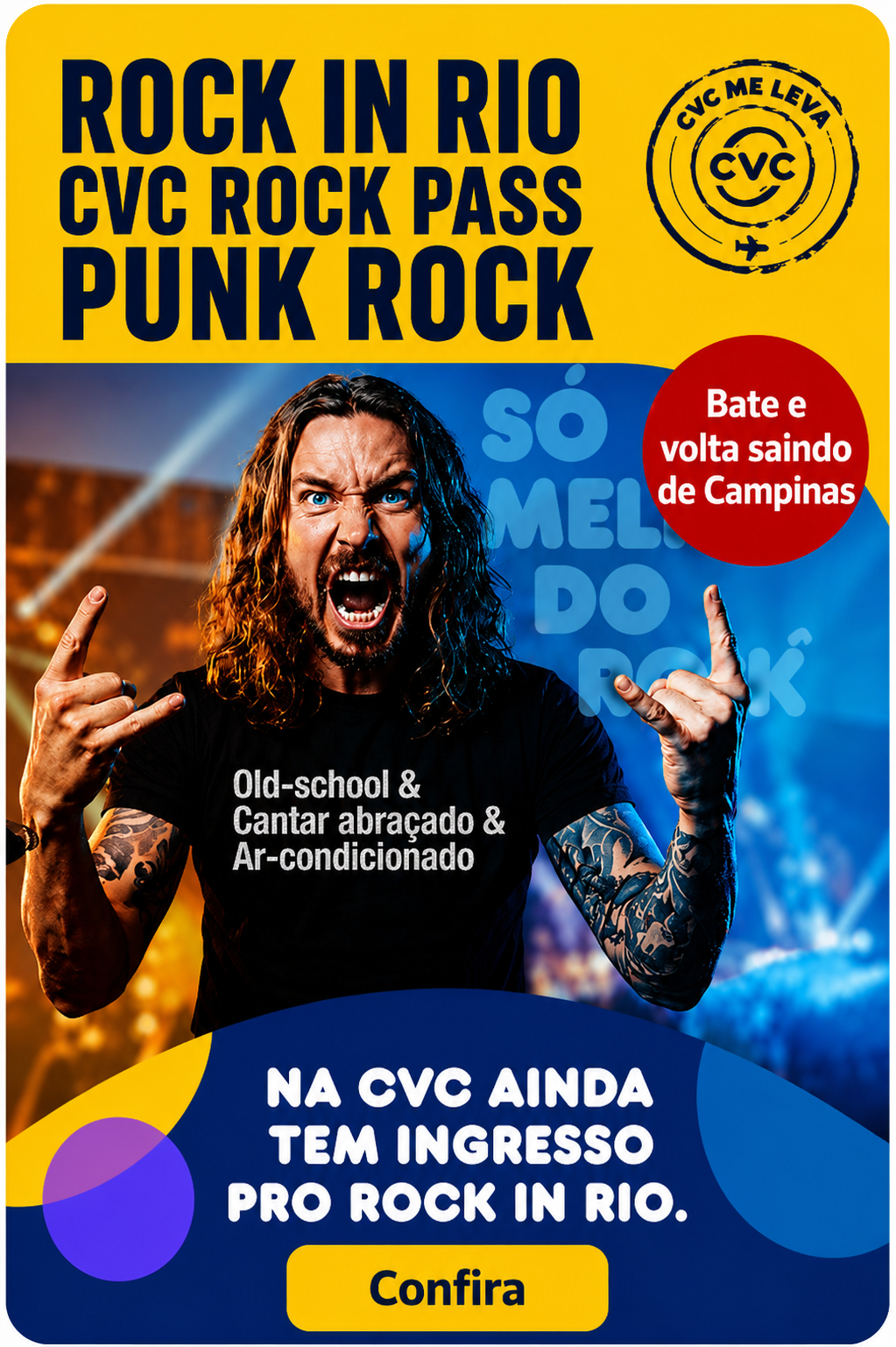 Punk Rock (Bate e Volta): Ingresso 1 Dia + Transporte para Cidade do Rock Saída Campinas
