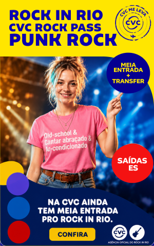 Punk Rock (Bate e Volta): Ingresso Meia 1 Dia + Transporte para Cidade do Rock Saída ES
